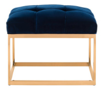 Blue velvet ottoman